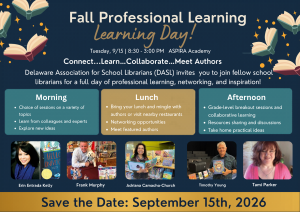 This is an announcement to the school librarians in the state about a conference on September 15. They will be able to sign up for credit on PDMS.
